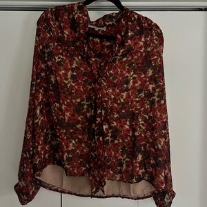 Daniel Rainn Red and Brown Floral Blouse